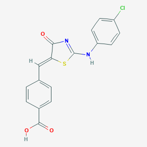 molecular formula C17H11ClN2O3S B329920 4-[(Z)-[2-(4-chloroanilino)-4-oxo-1,3-thiazol-5-ylidene]methyl]benzoic acid 
