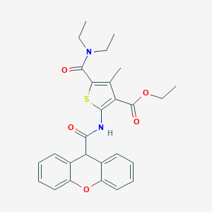 molecular formula C27H28N2O5S B329927 ethyl 5-[(diethylamino)carbonyl]-4-methyl-2-[(9H-xanthen-9-ylcarbonyl)amino]-3-thiophenecarboxylate 