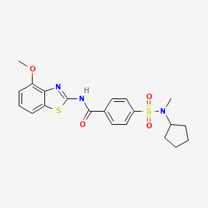molecular formula C21H23N3O4S2 B3299280 4-[cyclopentyl(methyl)sulfamoyl]-N-(4-methoxy-1,3-benzothiazol-2-yl)benzamide CAS No. 899734-78-2