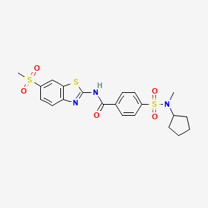 molecular formula C21H23N3O5S3 B3299282 4-(N-cyclopentyl-N-methylsulfamoyl)-N-(6-(methylsulfonyl)benzo[d]thiazol-2-yl)benzamide CAS No. 899734-87-3