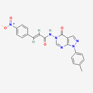molecular formula C21H16N6O4 B3299291 (E)-3-(4-nitrophenyl)-N-(4-oxo-1-(p-tolyl)-1H-pyrazolo[3,4-d]pyrimidin-5(4H)-yl)acrylamide CAS No. 899737-63-4