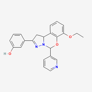 molecular formula C23H21N3O3 B3299315 3-[10-Ethoxy-7-(pyridin-3-yl)-8-oxa-5,6-diazatricyclo[7.4.0.0^{2,6}]trideca-1(9),4,10,12-tetraen-4-yl]phenol CAS No. 899746-88-4