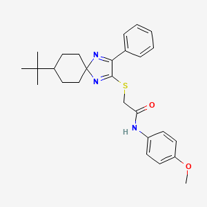 2-((8-(tert-butyl)-3-phenyl-1,4-diazaspiro[4.5]deca-1,3-dien-2-yl)thio)-N-(4-methoxyphenyl)acetamide