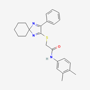 molecular formula C24H27N3OS B3299379 N-(3,4-Dimethylphenyl)-2-({3-phenyl-1,4-diazaspiro[4.5]deca-1,3-dien-2-YL}sulfanyl)acetamide CAS No. 899906-36-6