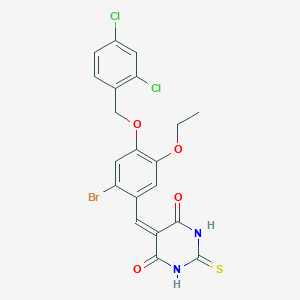 molecular formula C20H15BrCl2N2O4S B329938 5-{2-bromo-4-[(2,4-dichlorobenzyl)oxy]-5-ethoxybenzylidene}-2-thioxodihydro-4,6(1H,5H)-pyrimidinedione 