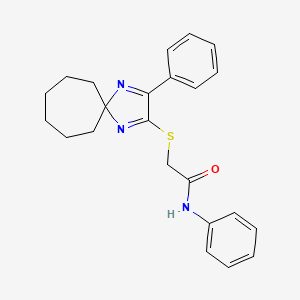 molecular formula C23H25N3OS B3299389 N-Phenyl-2-({3-phenyl-1,4-diazaspiro[4.6]undeca-1,3-dien-2-YL}sulfanyl)acetamide CAS No. 899906-59-3