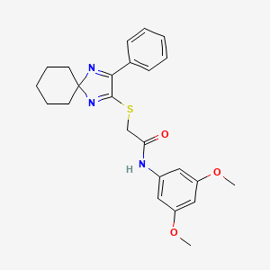 molecular formula C24H27N3O3S B3299390 N-(3,5-Dimethoxyphenyl)-2-({3-phenyl-1,4-diazaspiro[4.5]deca-1,3-dien-2-YL}sulfanyl)acetamide CAS No. 899906-86-6