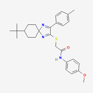 2-{[8-Tert-butyl-3-(4-methylphenyl)-1,4-diazaspiro[4.5]deca-1,3-dien-2-YL]sulfanyl}-N-(4-methoxyphenyl)acetamide