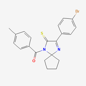 molecular formula C21H19BrN2OS B3299397 3-(4-Bromophenyl)-1-(4-methylbenzoyl)-1,4-diazaspiro[4.4]non-3-ene-2-thione CAS No. 899909-92-3