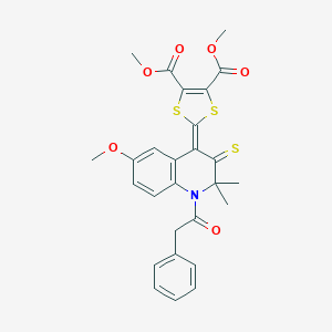 dimethyl 2-[6-methoxy-2,2-dimethyl-1-(phenylacetyl)-3-thioxo-2,3-dihydroquinolin-4(1H)-ylidene]-1,3-dithiole-4,5-dicarboxylate
