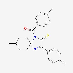 molecular formula C24H26N2OS B3299403 8-Methyl-1-(4-methylbenzoyl)-3-(4-methylphenyl)-1,4-diazaspiro[4.5]dec-3-ene-2-thione CAS No. 899910-06-6