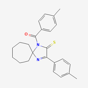 molecular formula C24H26N2OS B3299404 1-(4-Methylbenzoyl)-3-(4-methylphenyl)-1,4-diazaspiro[4.6]undec-3-ene-2-thione CAS No. 899910-08-8