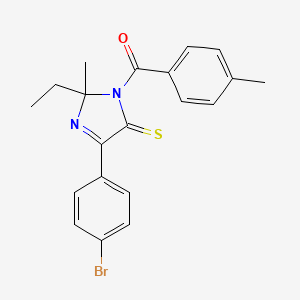 molecular formula C20H19BrN2OS B3299412 (4-(4-bromophenyl)-2-ethyl-2-methyl-5-thioxo-2,5-dihydro-1H-imidazol-1-yl)(p-tolyl)methanone CAS No. 899910-10-2