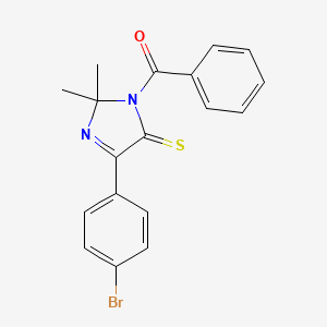 molecular formula C18H15BrN2OS B3299413 3-benzoyl-5-(4-bromophenyl)-2,2-dimethyl-2,3-dihydro-4H-imidazole-4-thione CAS No. 899910-14-6