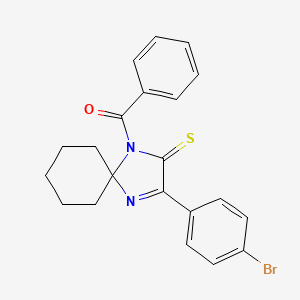 molecular formula C21H19BrN2OS B3299421 1-Benzoyl-3-(4-bromophenyl)-1,4-diazaspiro[4.5]dec-3-ene-2-thione CAS No. 899910-18-0