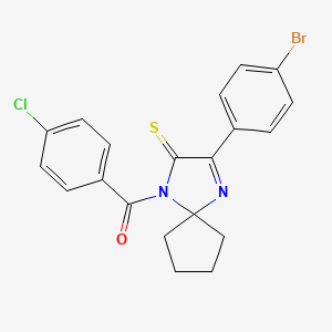 molecular formula C20H16BrClN2OS B3299470 3-(4-Bromophenyl)-1-(4-chlorobenzoyl)-1,4-diazaspiro[4.4]non-3-ene-2-thione CAS No. 899910-88-4