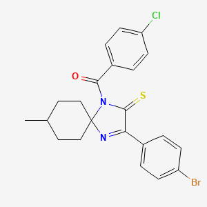 molecular formula C22H20BrClN2OS B3299475 3-(4-Bromophenyl)-1-(4-chlorobenzoyl)-8-methyl-1,4-diazaspiro[4.5]dec-3-ene-2-thione CAS No. 899910-92-0