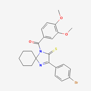 molecular formula C23H23BrN2O3S B3299489 3-(4-Bromophenyl)-1-(3,4-dimethoxybenzoyl)-1,4-diazaspiro[4.5]dec-3-ene-2-thione CAS No. 899911-02-5