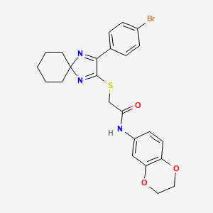 molecular formula C24H24BrN3O3S B3299512 2-((3-(4-bromophenyl)-1,4-diazaspiro[4.5]deca-1,3-dien-2-yl)thio)-N-(2,3-dihydrobenzo[b][1,4]dioxin-6-yl)acetamide CAS No. 899911-38-7