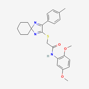 molecular formula C25H29N3O3S B3299531 N-(2,5-Dimethoxyphenyl)-2-{[3-(4-methylphenyl)-1,4-diazaspiro[4.5]deca-1,3-dien-2-YL]sulfanyl}acetamide CAS No. 899911-71-8