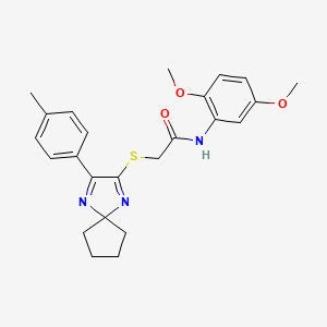 molecular formula C24H27N3O3S B3299534 N-(2,5-Dimethoxyphenyl)-2-{[3-(4-methylphenyl)-1,4-diazaspiro[4.4]nona-1,3-dien-2-YL]sulfanyl}acetamide CAS No. 899911-74-1
