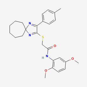 molecular formula C26H31N3O3S B3299542 N-(2,5-Dimethoxyphenyl)-2-{[3-(4-methylphenyl)-1,4-diazaspiro[4.6]undeca-1,3-dien-2-YL]sulfanyl}acetamide CAS No. 899911-77-4