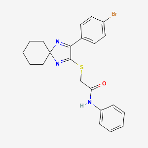 2-((3-(4-bromophenyl)-1,4-diazaspiro[4.5]deca-1,3-dien-2-yl)thio)-N-phenylacetamide