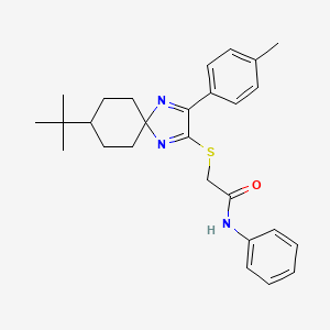 2-{[8-Tert-butyl-3-(4-methylphenyl)-1,4-diazaspiro[4.5]deca-1,3-dien-2-YL]sulfanyl}-N-phenylacetamide