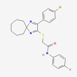 molecular formula C23H23BrFN3OS B3299564 2-{[3-(4-Bromophenyl)-1,4-diazaspiro[4.6]undeca-1,3-dien-2-YL]sulfanyl}-N-(4-fluorophenyl)acetamide CAS No. 899913-18-9