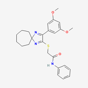 molecular formula C25H29N3O3S B3299569 2-((3-(3,5-dimethoxyphenyl)-1,4-diazaspiro[4.6]undeca-1,3-dien-2-yl)thio)-N-phenylacetamide CAS No. 899913-32-7