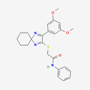 2-((3-(3,5-dimethoxyphenyl)-1,4-diazaspiro[4.5]deca-1,3-dien-2-yl)thio)-N-phenylacetamide