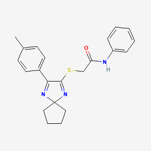2-{[3-(4-methylphenyl)-1,4-diazaspiro[4.4]nona-1,3-dien-2-yl]sulfanyl}-N-phenylacetamide