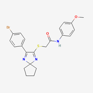 molecular formula C22H22BrN3O2S B3299590 2-((3-(4-bromophenyl)-1,4-diazaspiro[4.4]nona-1,3-dien-2-yl)thio)-N-(4-methoxyphenyl)acetamide CAS No. 899913-99-6