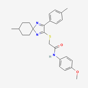 molecular formula C25H29N3O2S B3299615 N-(4-Methoxyphenyl)-2-{[8-methyl-3-(4-methylphenyl)-1,4-diazaspiro[4.5]deca-1,3-dien-2-YL]sulfanyl}acetamide CAS No. 899914-21-7
