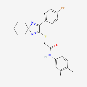 molecular formula C24H26BrN3OS B3299622 2-{[3-(4-Bromophenyl)-1,4-diazaspiro[4.5]deca-1,3-dien-2-YL]sulfanyl}-N-(3,4-dimethylphenyl)acetamide CAS No. 899914-27-3