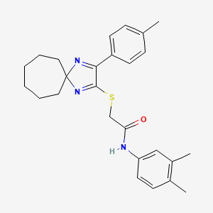 molecular formula C26H31N3OS B3299635 N-(3,4-Dimethylphenyl)-2-{[3-(4-methylphenyl)-1,4-diazaspiro[4.6]undeca-1,3-dien-2-YL]sulfanyl}acetamide CAS No. 899914-45-5