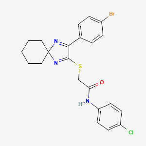 2-((3-(4-bromophenyl)-1,4-diazaspiro[4.5]deca-1,3-dien-2-yl)thio)-N-(4-chlorophenyl)acetamide