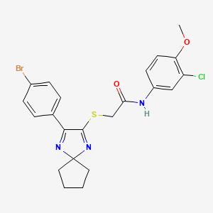 molecular formula C22H21BrClN3O2S B3299651 2-((3-(4-bromophenyl)-1,4-diazaspiro[4.4]nona-1,3-dien-2-yl)thio)-N-(3-chloro-4-methoxyphenyl)acetamide CAS No. 899916-54-2