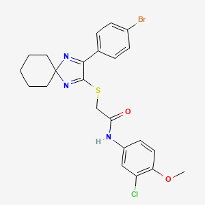 molecular formula C23H23BrClN3O2S B3299659 2-((3-(4-bromophenyl)-1,4-diazaspiro[4.5]deca-1,3-dien-2-yl)thio)-N-(3-chloro-4-methoxyphenyl)acetamide CAS No. 899916-57-5