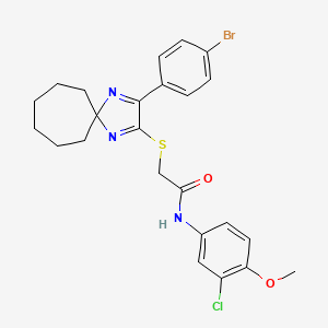 2-{[3-(4-Bromophenyl)-1,4-diazaspiro[4.6]undeca-1,3-dien-2-YL]sulfanyl}-N-(3-chloro-4-methoxyphenyl)acetamide