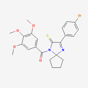 molecular formula C23H23BrN2O4S B3299678 3-(4-Bromophenyl)-1-(3,4,5-trimethoxybenzoyl)-1,4-diazaspiro[4.4]non-3-ene-2-thione CAS No. 899916-88-2