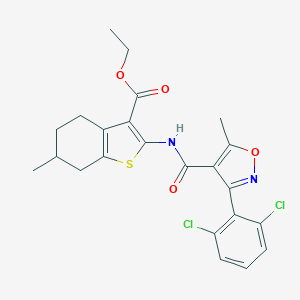 Ethyl 2-({[3-(2,6-dichlorophenyl)-5-methyl-4-isoxazolyl]carbonyl}amino)-6-methyl-4,5,6,7-tetrahydro-1-benzothiophene-3-carboxylate