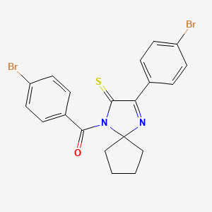 molecular formula C20H16Br2N2OS B3299696 1-(4-Bromobenzoyl)-3-(4-bromophenyl)-1,4-diazaspiro[4.4]non-3-ene-2-thione CAS No. 899917-16-9