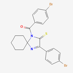 molecular formula C21H18Br2N2OS B3299697 1-(4-Bromobenzoyl)-3-(4-bromophenyl)-1,4-diazaspiro[4.5]dec-3-ene-2-thione CAS No. 899917-18-1