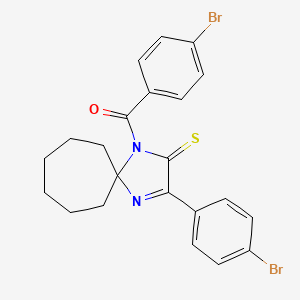 molecular formula C22H20Br2N2OS B3299705 1-(4-Bromobenzoyl)-3-(4-bromophenyl)-1,4-diazaspiro[4.6]undec-3-ene-2-thione CAS No. 899917-22-7
