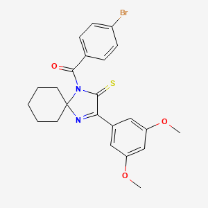 molecular formula C23H23BrN2O3S B3299718 1-(4-Bromobenzoyl)-3-(3,5-dimethoxyphenyl)-1,4-diazaspiro[4.5]dec-3-ene-2-thione CAS No. 899917-26-1