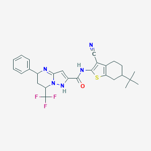 N-(6-tert-butyl-3-cyano-4,5,6,7-tetrahydro-1-benzothiophen-2-yl)-5-phenyl-7-(trifluoromethyl)-1,5,6,7-tetrahydropyrazolo[1,5-a]pyrimidine-2-carboxamide