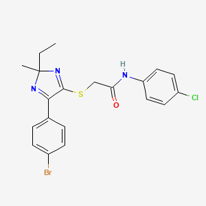 molecular formula C20H19BrClN3OS B3299764 2-((5-(4-bromophenyl)-2-ethyl-2-methyl-2H-imidazol-4-yl)thio)-N-(4-chlorophenyl)acetamide CAS No. 899931-46-5