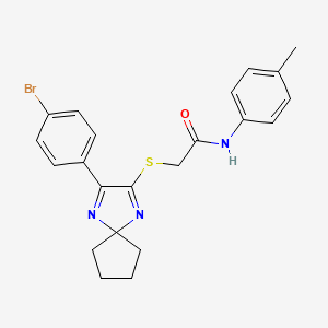 molecular formula C22H22BrN3OS B3299776 2-((3-(4-bromophenyl)-1,4-diazaspiro[4.4]nona-1,3-dien-2-yl)thio)-N-(p-tolyl)acetamide CAS No. 899931-58-9