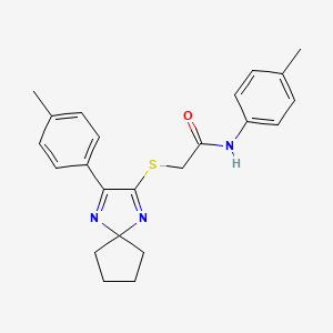 molecular formula C23H25N3OS B3299783 N-(4-Methylphenyl)-2-{[3-(4-methylphenyl)-1,4-diazaspiro[4.4]nona-1,3-dien-2-YL]sulfanyl}acetamide CAS No. 899931-81-8